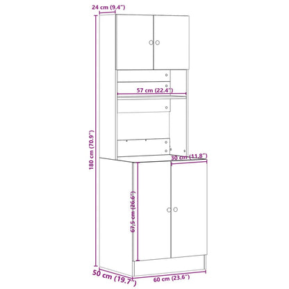 vidaXL Kitchen Cabinet Grey Sonoma 60x50x180 cm Engineered Wood