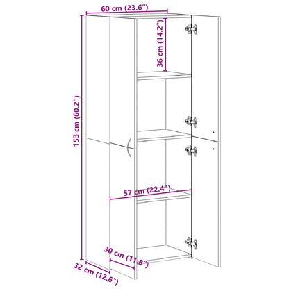 vidaXL File Cabinet Smoked Oak 60x32x153 cm Engineered Wood