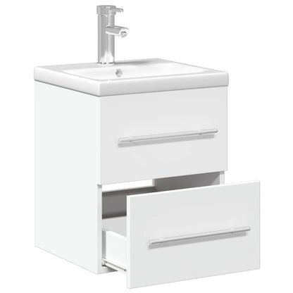 vidaXL Bathroom Sink Cabinet with Built-in Basin White