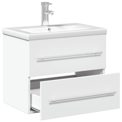 vidaXL Bathroom Sink Cabinet with Built-in Basin White