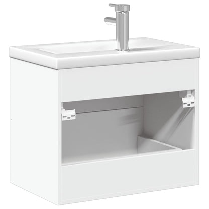 vidaXL Bathroom Sink Cabinet with Built-in Basin White