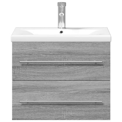 vidaXL Bathroom Sink Cabinet | Grey Sonoma, White | Engineered wood, Ceramic