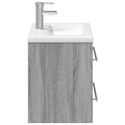 vidaXL Bathroom Sink Cabinet | Grey Sonoma, White | Engineered wood, Ceramic