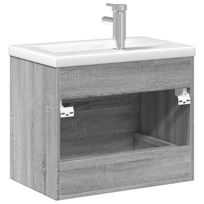vidaXL Bathroom Sink Cabinet | Grey Sonoma, White | Engineered wood, Ceramic