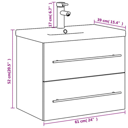vidaXL Bathroom Sink Cabinet | Grey Sonoma, White | Engineered wood, Ceramic