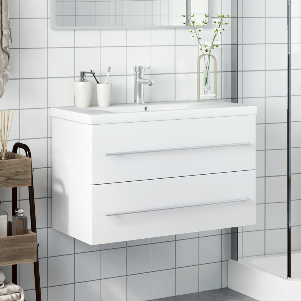 vidaXL Bathroom Sink Cabinet | White | Engineered wood | 80 x 38.5 x 48 cm