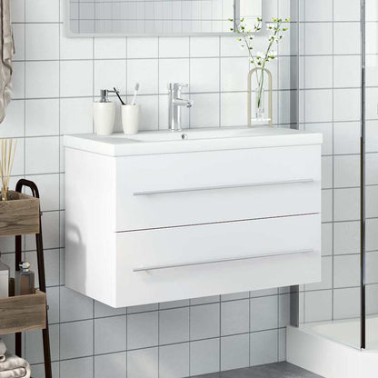 vidaXL Bathroom Sink Cabinet with Built-in Basin White