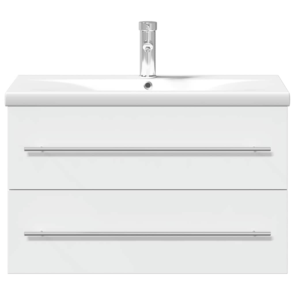 vidaXL Bathroom Sink Cabinet with Built-in Basin White