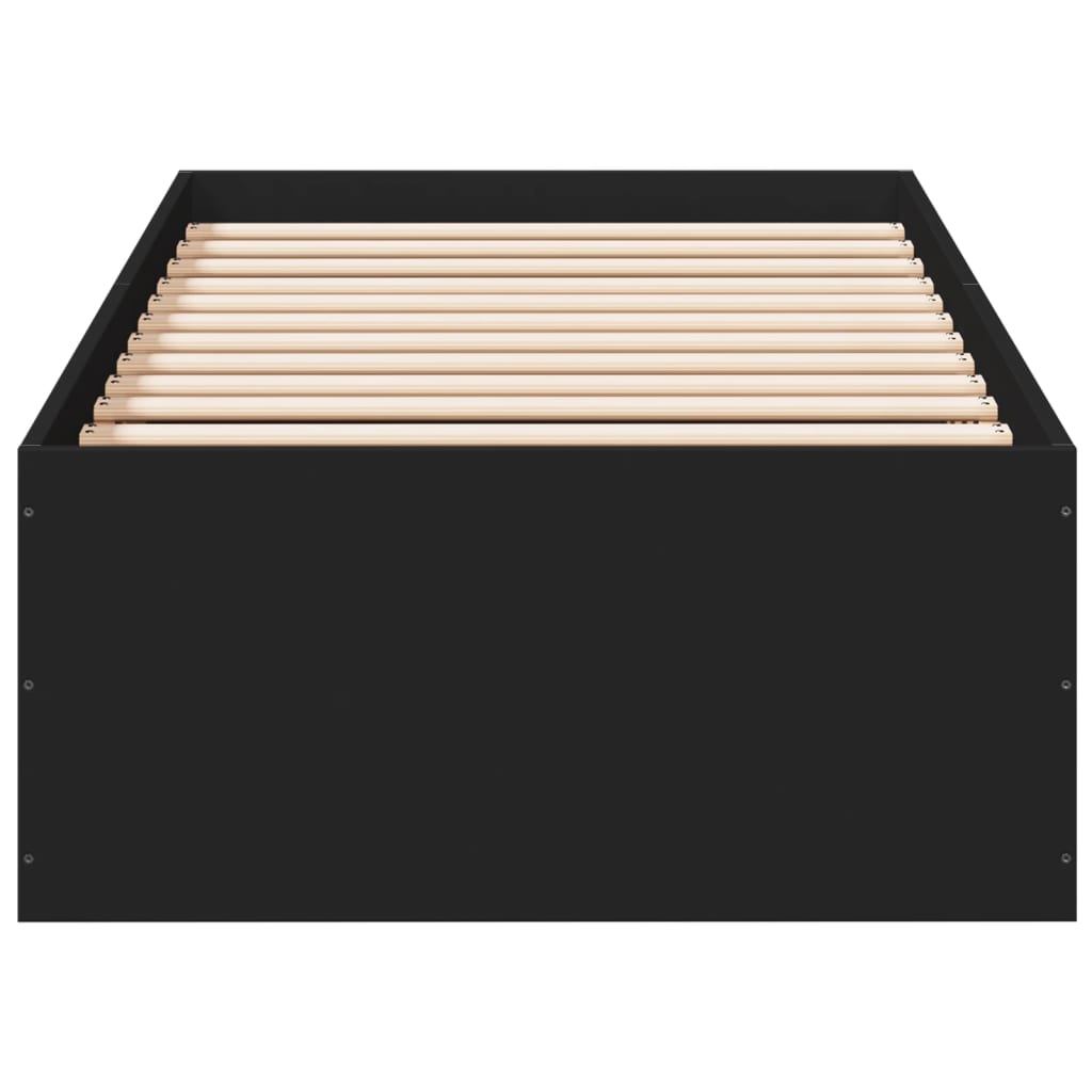 vidaXL Bed Frame without Mattress Black 75x190 cm Small Single Engineered Wood