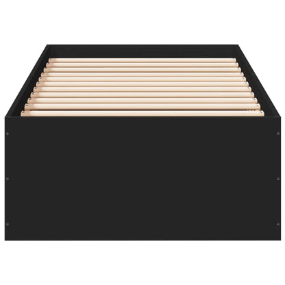 vidaXL Bed Frame without Mattress Black 75x190 cm Small Single Engineered Wood