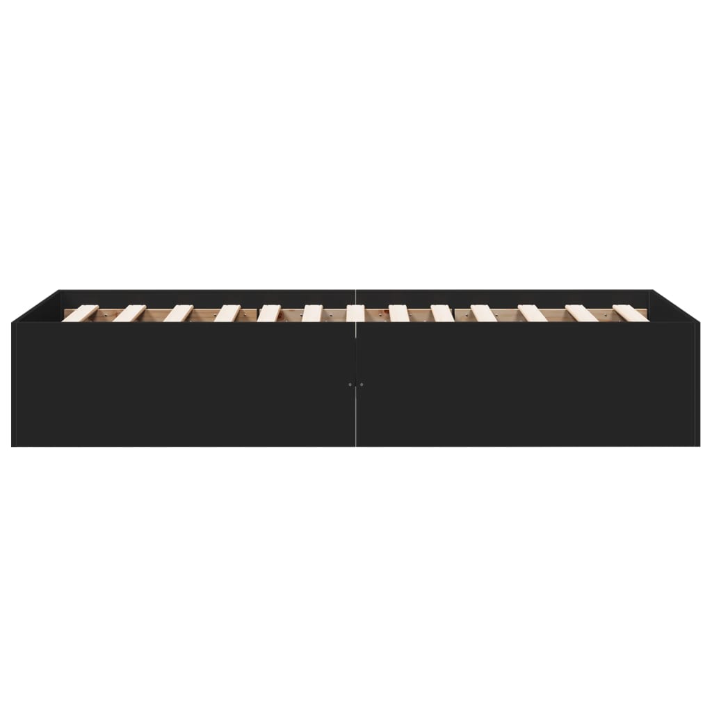 vidaXL Bed Frame without Mattress Black 75x190 cm Small Single Engineered Wood