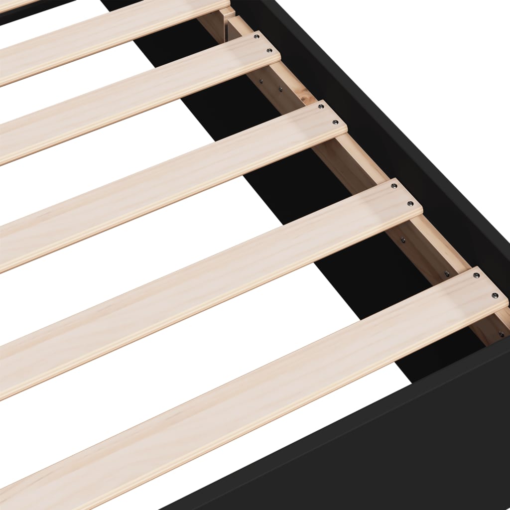 vidaXL Bed Frame without Mattress Black 75x190 cm Small Single Engineered Wood