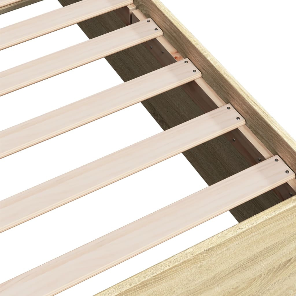 vidaXL Bed Frame without Mattress Sonoma Oak 75x190 cm Small Single Engineered Wood