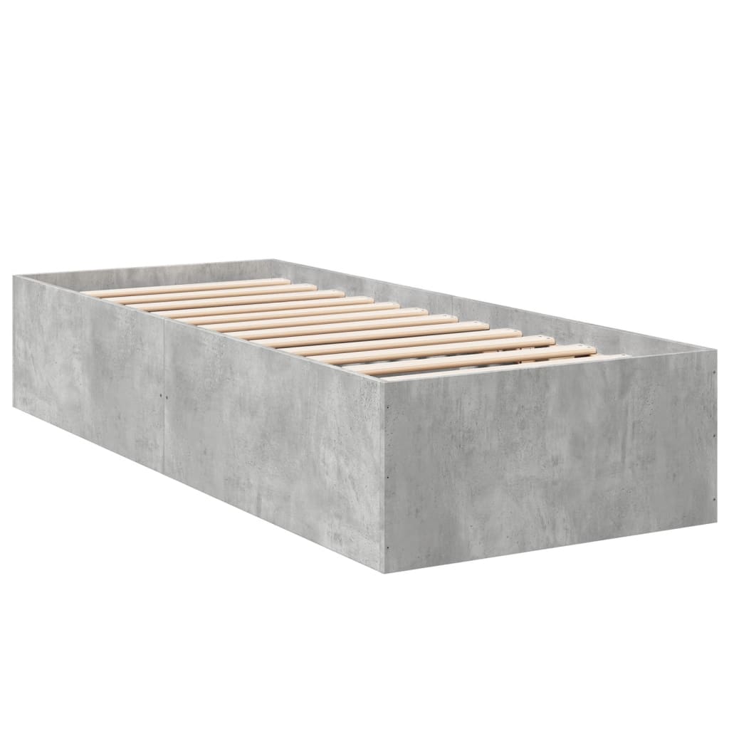 vidaXL Bed Frame without Mattress Concrete Grey 75x190 cm Small Single