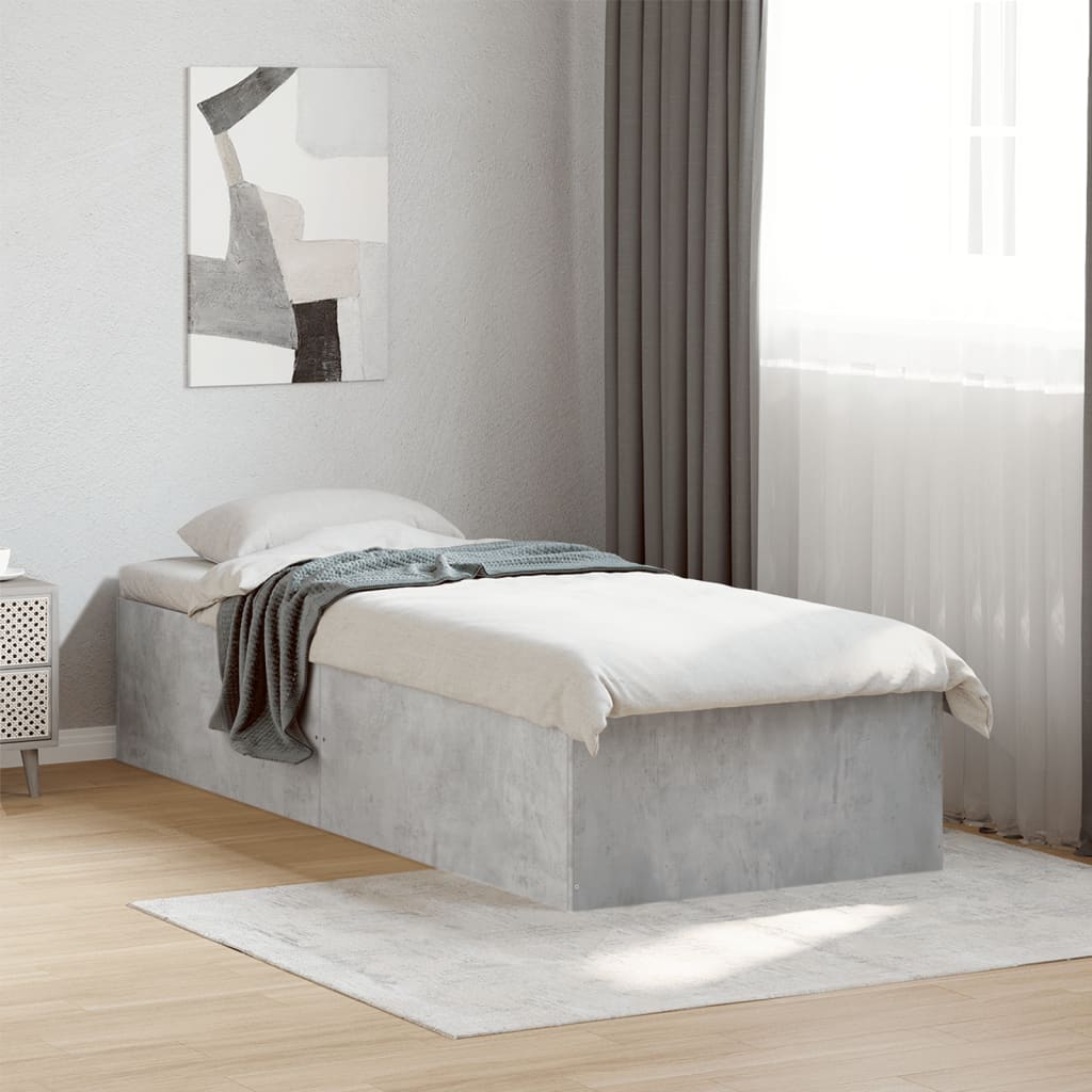 vidaXL Bed Frame without Mattress Concrete Grey 75x190 cm Small Single