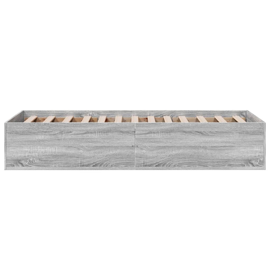 vidaXL Bed Frame without Mattress Grey Sonoma 75x190 cm Small Single Engineered Wood
