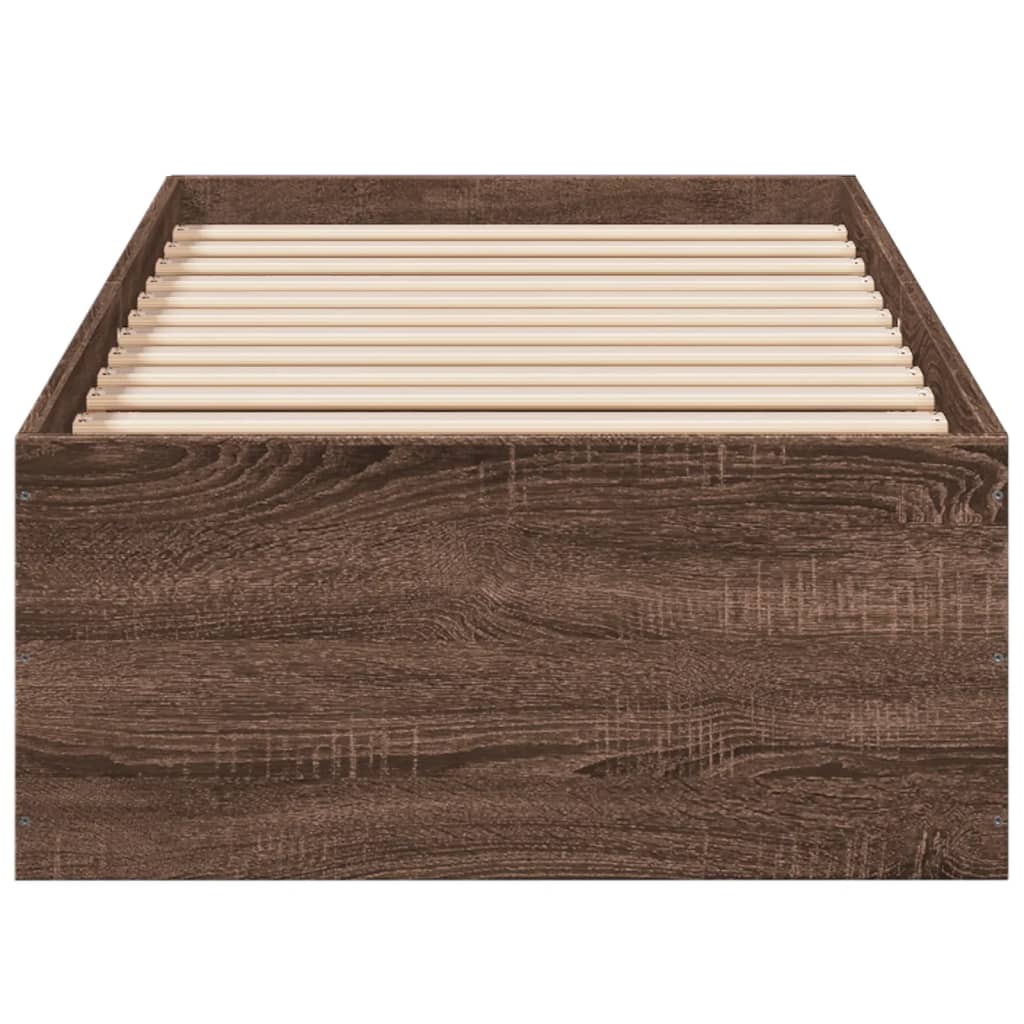 vidaXL Bed Frame without Mattress Brown Oak 75x190 cm Small Single Engineered Wood