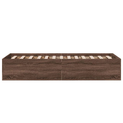 vidaXL Bed Frame without Mattress Brown Oak 75x190 cm Small Single Engineered Wood
