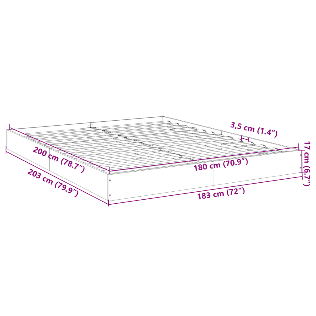vidaXL Bed Frame without Mattress White 180x200 cm Engineered Wood