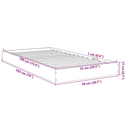 vidaXL Bed Frame without Mattress Grey Sonoma 75x190 cm Small Single Engineered Wood