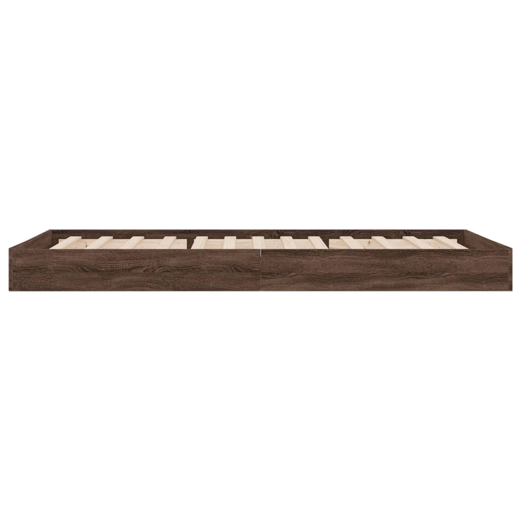 vidaXL Bed Frame without Mattress Brown Oak 75x190 cm Small Single Engineered Wood