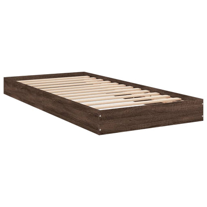 vidaXL Bed Frame without Mattress Brown Oak 75x190 cm Small Single Engineered Wood