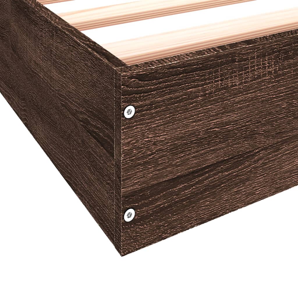 vidaXL Bed Frame without Mattress Brown Oak 75x190 cm Small Single Engineered Wood