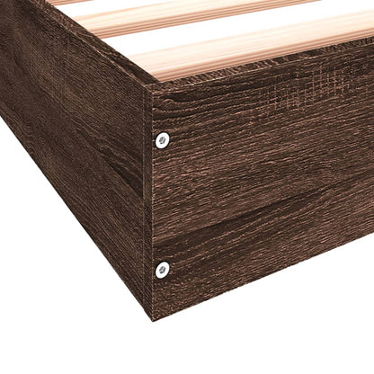 vidaXL Bed Frame without Mattress Brown Oak 75x190 cm Small Single Engineered Wood