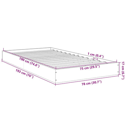 vidaXL Bed Frame without Mattress Brown Oak 75x190 cm Small Single Engineered Wood