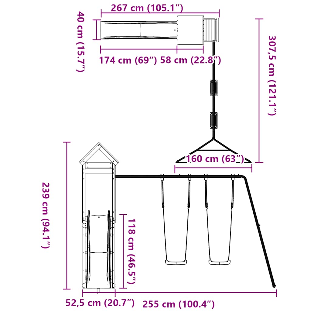 vidaXL Outdoor Playset Impregnated Wood Pine