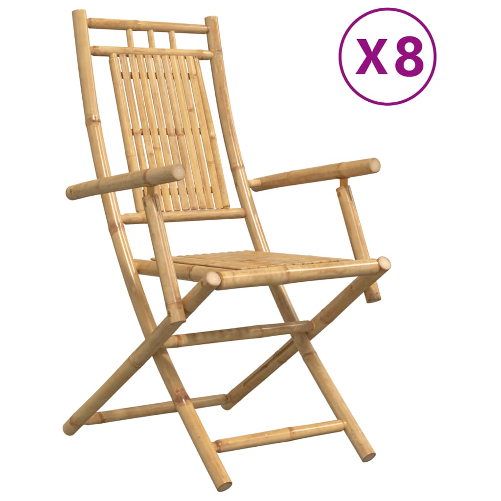 vidaXL Folding Garden Chairs 8 pcs 53x66x99 cm Bamboo