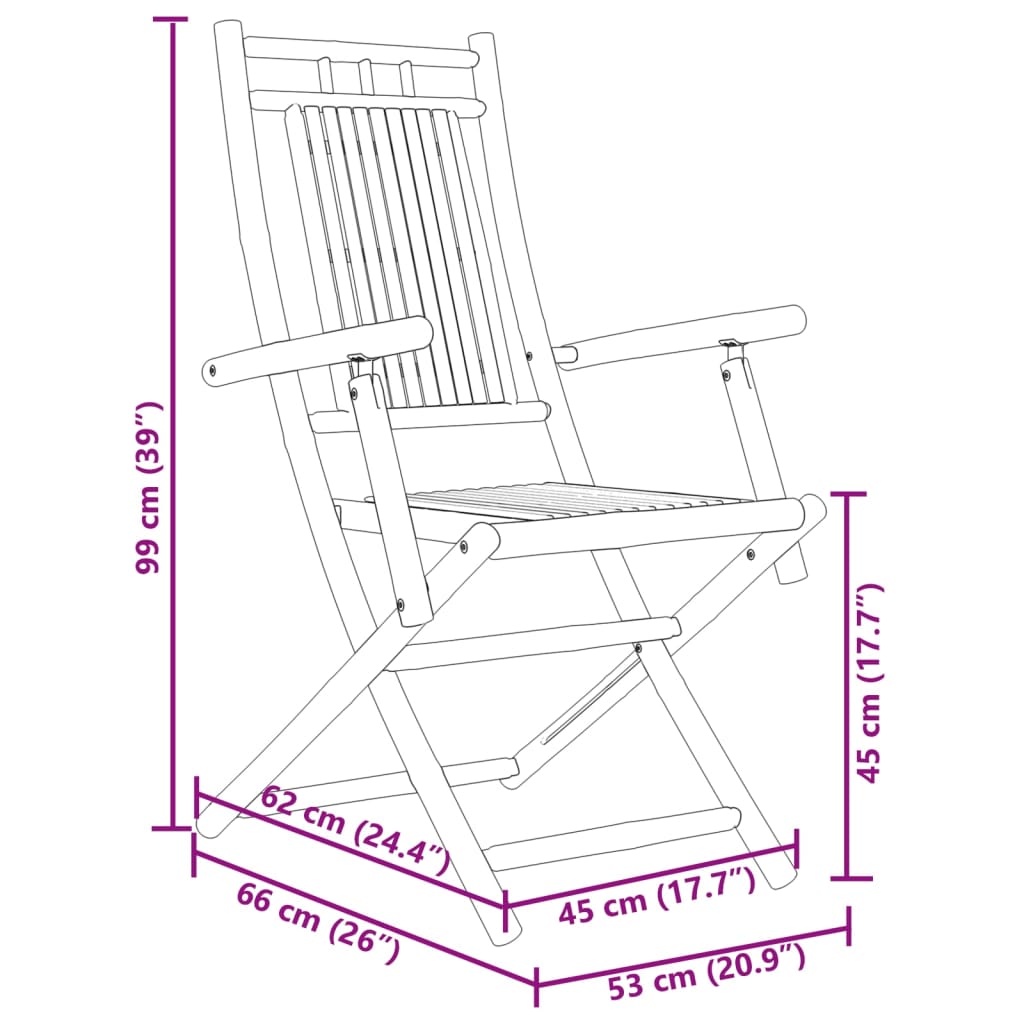vidaXL Folding Garden Chairs 8 pcs 53x66x99 cm Bamboo