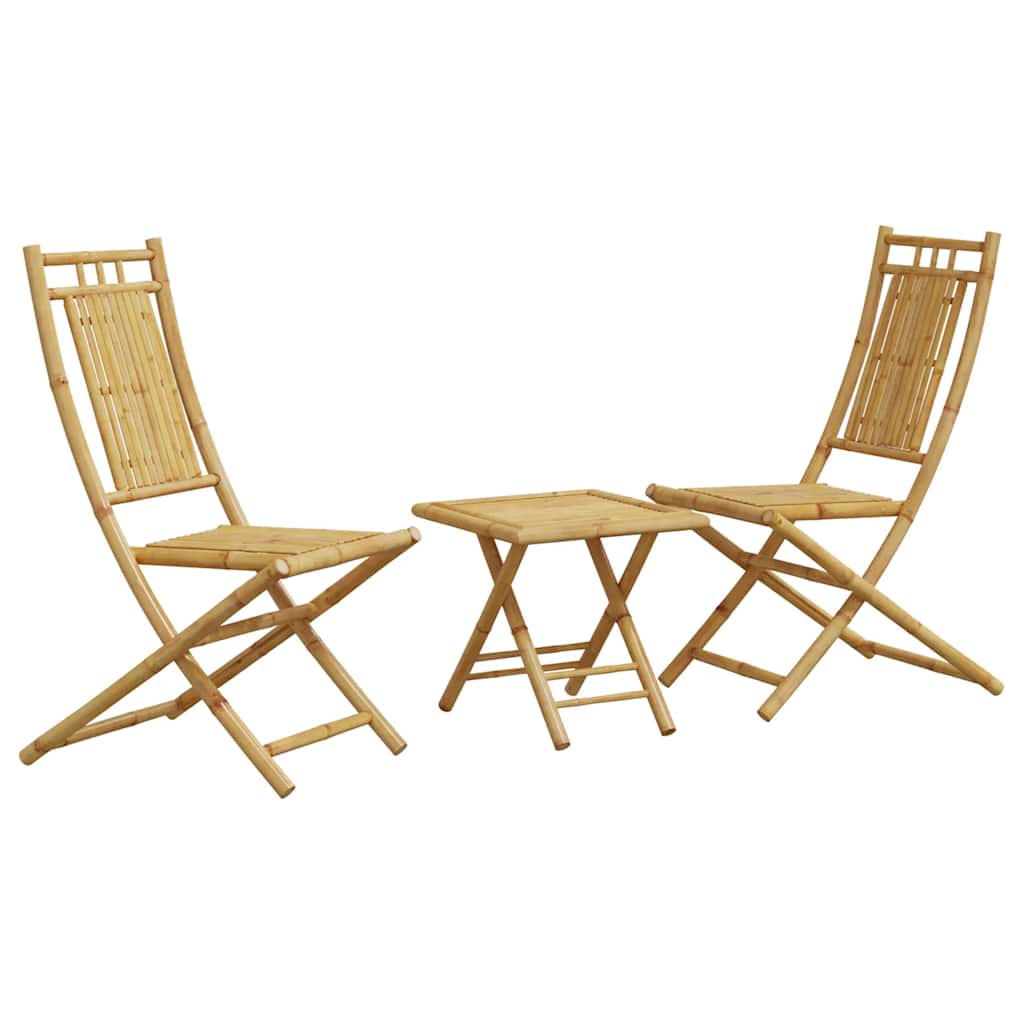 vidaXL Bistro Set | Natural Bamboo | Foldable | Square | Rustic
