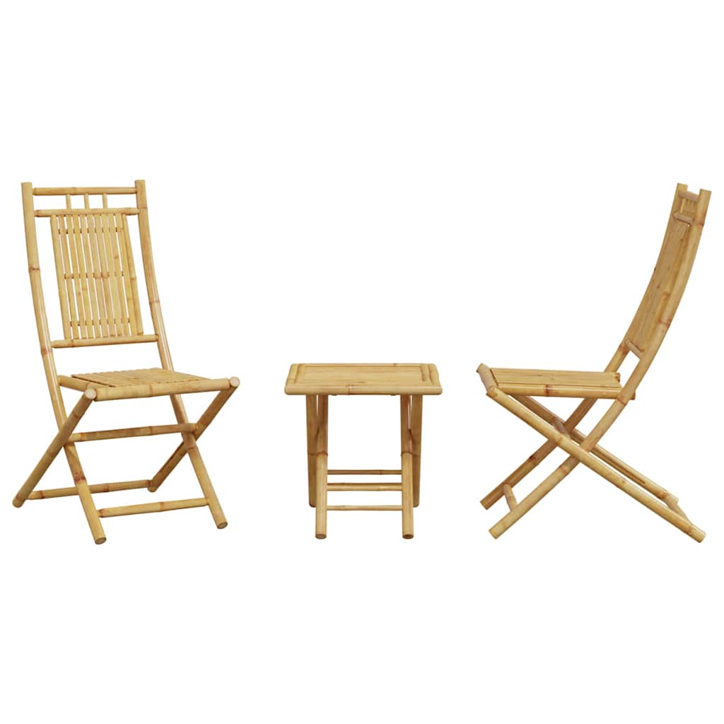 vidaXL Bistro Set | Natural Bamboo | Foldable | Square | Rustic