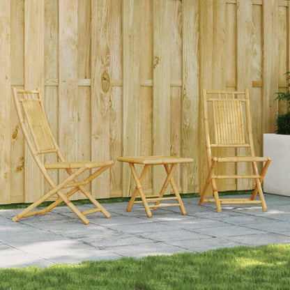 vidaXL Bistro Set | Natural Bamboo | Foldable | Square | Rustic