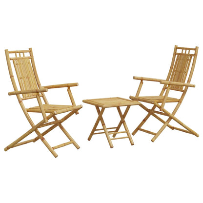 vidaXL Bistro Set | Natural Bamboo | Bamboo | 3 Piece Set | Foldable