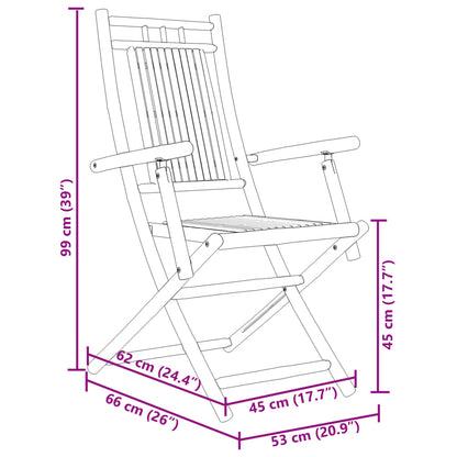 vidaXL Bistro Set | Natural Bamboo | Bamboo | 3 Piece Set | Foldable