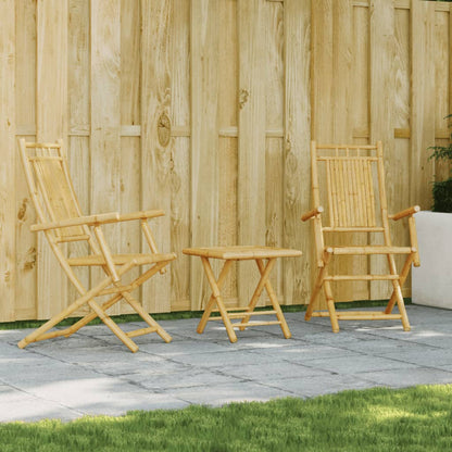 vidaXL Bistro Set | Natural Bamboo | Bamboo | 3 Piece Set | Foldable