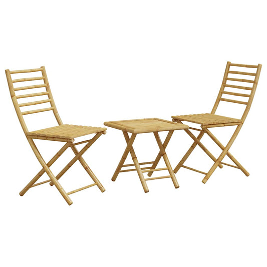 vidaXL Bistro Set | Natural Bamboo | Bamboo | Compact | Foldable | Bistro Set