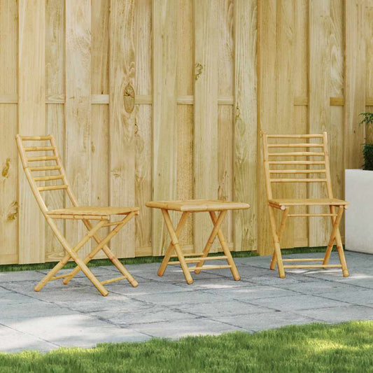vidaXL Bistro Set | Natural Bamboo | Bamboo | Compact | Foldable | Bistro Set