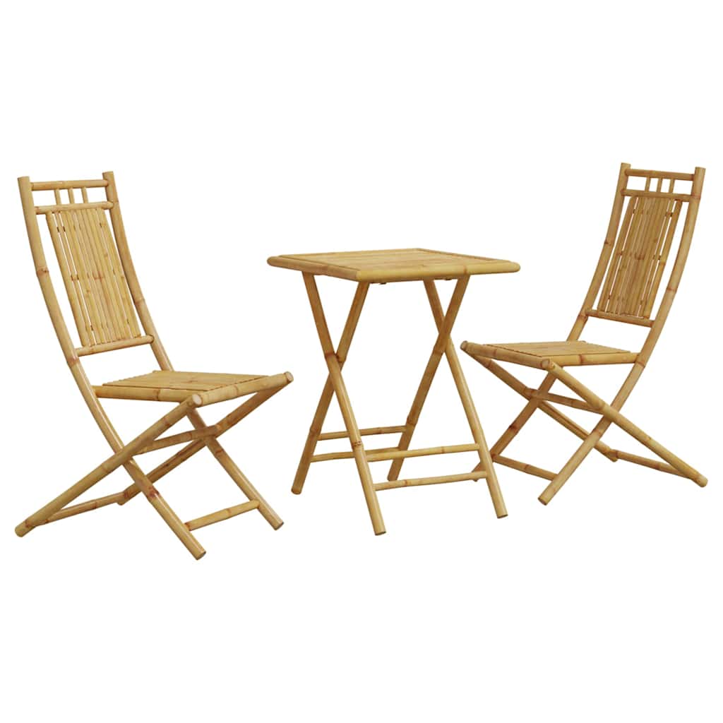 vidaXL Bistro Set | Natural Bamboo | Bamboo | Compact | Foldable | Bistro Set