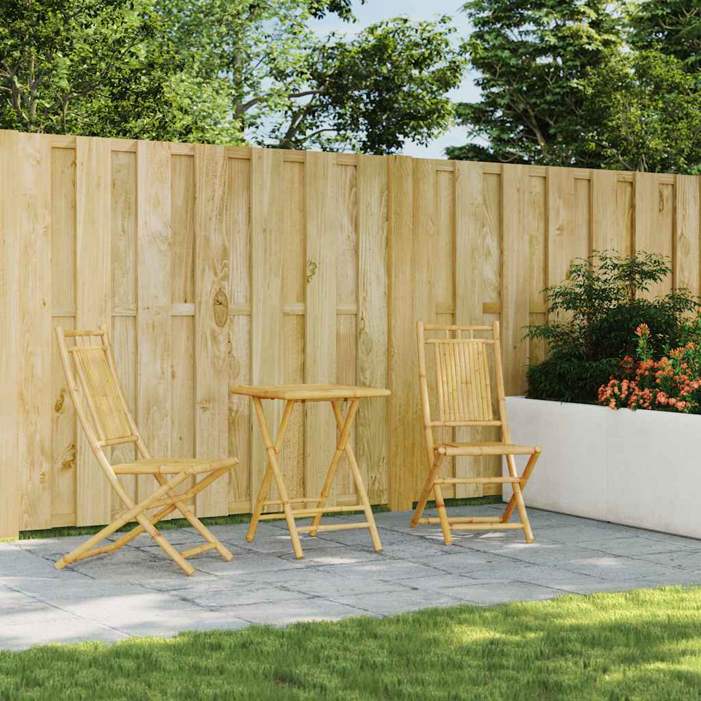 vidaXL Bistro Set | Natural Bamboo | Bamboo | Compact | Foldable | Bistro Set