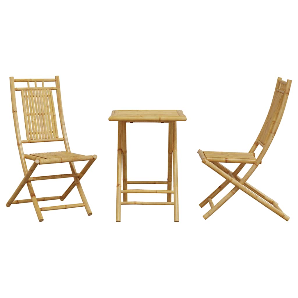 vidaXL Bistro Set | Natural Bamboo | Bamboo | Compact | Foldable | Bistro Set
