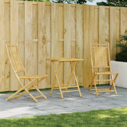 vidaXL Bistro Set | Natural Bamboo | Bamboo | Compact | Foldable | Bistro Set