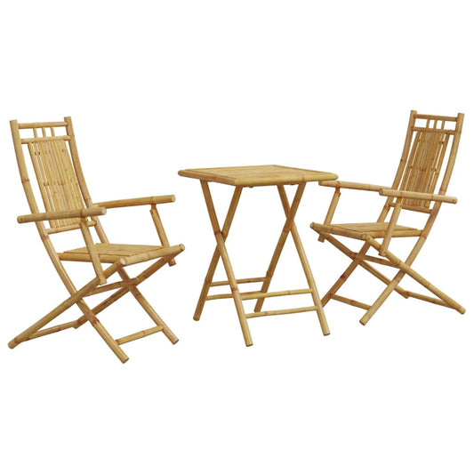 vidaXL Bistro Set | Natural Bamboo | Bamboo | Medium | Foldable | Bistro Set