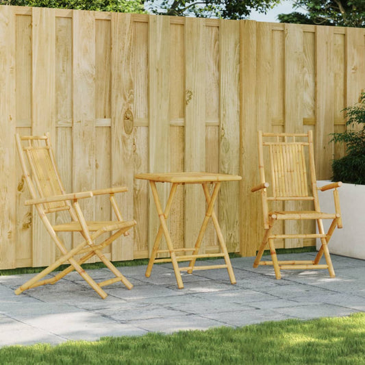 vidaXL Bistro Set | Natural Bamboo | Bamboo | Medium | Foldable | Bistro Set