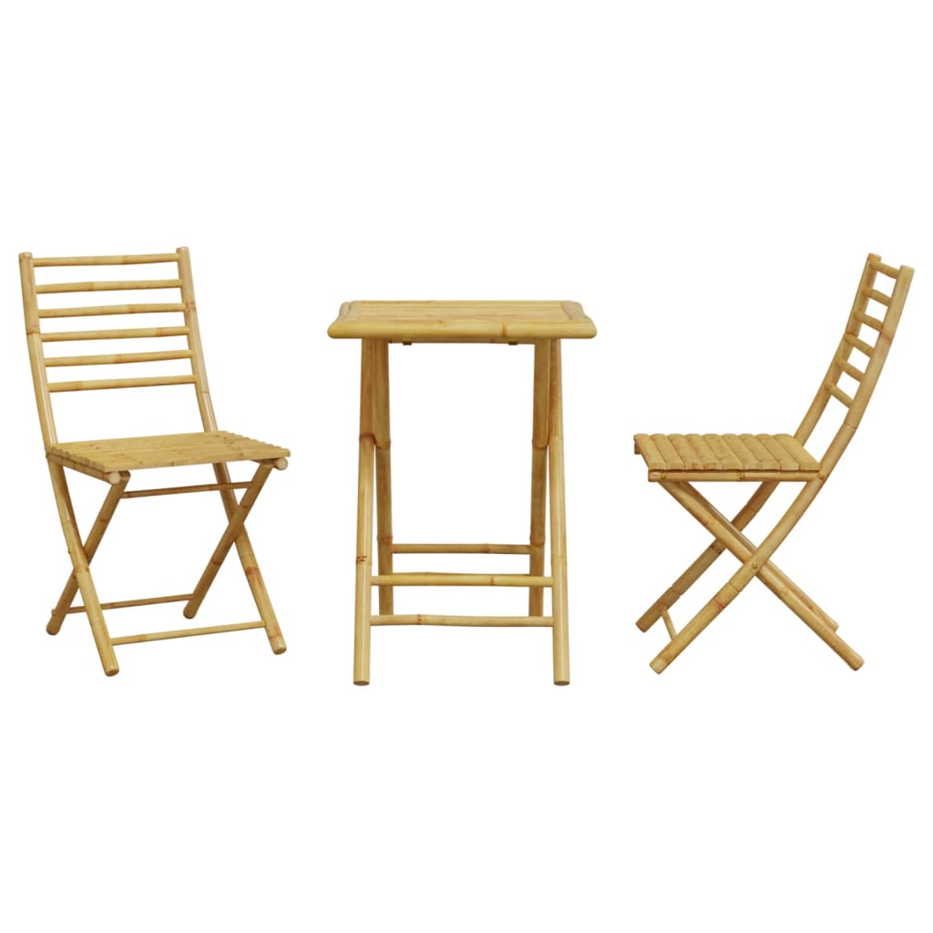 vidaXL Bistro Set | Natural Bamboo | Bamboo | Medium | Foldable | Bistro Set