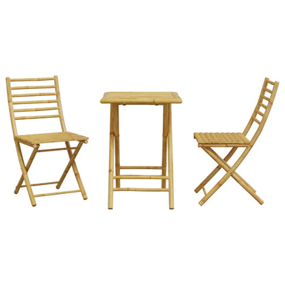 vidaXL Bistro Set | Natural Bamboo | Bamboo | Medium | Foldable | Bistro Set