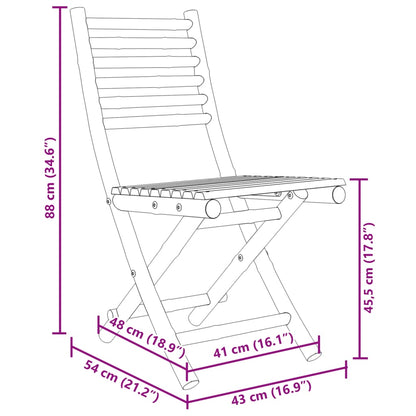 vidaXL Bistro Set | Natural Bamboo | Bamboo | Medium | Foldable | Bistro Set
