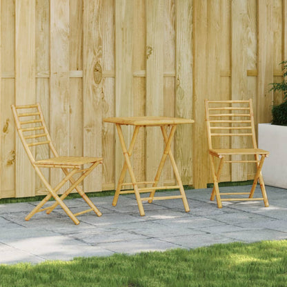 vidaXL Bistro Set | Natural Bamboo | Bamboo | Medium | Foldable | Bistro Set